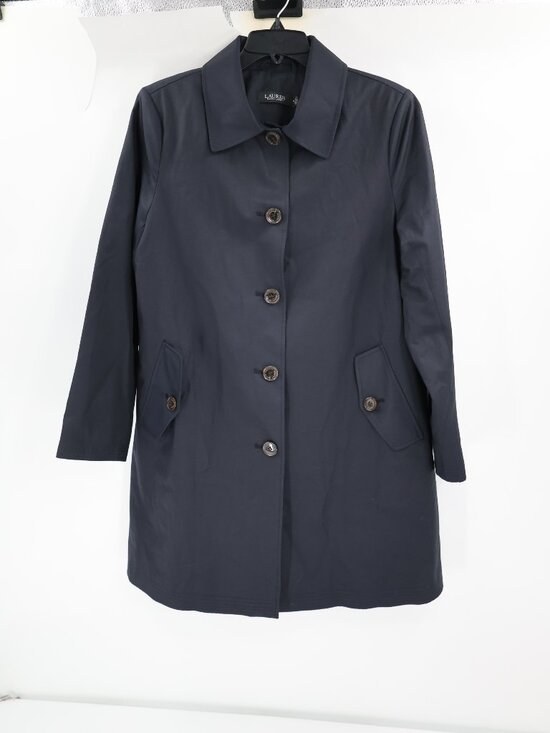 Lauren Ralph Lauren Jackets & Blazers - Lauren Ralph Lauren Trench Coat Women Medium Cotton Blend Button Front Dark Navy